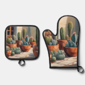 サボテン多肉植物性サボテン 鍋つかみ&鍋敷きセット (正面)