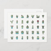 サボテン多肉植物手描き植物学 ポストカード (正面/裏面)