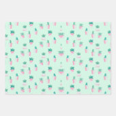 サボテン多肉植物抽象芸術テーマ ラッピングペーパーシート (正面2)