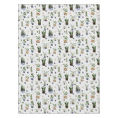 サボテン多肉植物&鉢植えボホパターン テーブルクロス (正面)