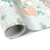 サボテン多肉模様コーラルグリーン ラッピングペーパー (ロールコーナー)