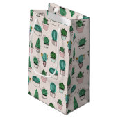 サボテン多肉模様 スモールペーパーバッグ (裏面アングル)