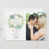 サボテン多肉結婚式の日付を保存 セーブザデート (正面)