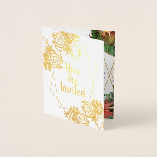 サボテン多肉質コーラルグリーン実在金箔 箔カード (正面)