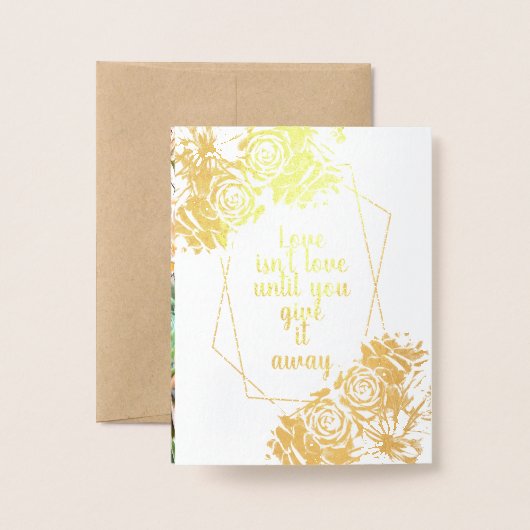 サボテン多肉質コーラルグリーン実在金箔 箔カード (裏面封筒付き)