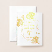 サボテン多肉質コーラルグリーン実在金箔 箔カード (裏面封筒付き)