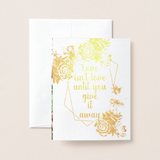 サボテン多肉質コーラルグリーン実在金箔 箔カード (裏面封筒付き)