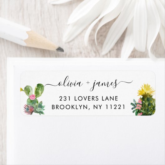 サボテン多肉質サボテン砂漠フローラ水彩 ラベル (インサイチュ)