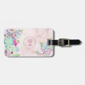 サボテン多肉質赤面大理石幾何学モノグラム ラゲッジタグ (正面横)