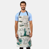 サボテン多肉類：ヴィンテージ砂漠フローラ。 エプロン (着用した状態)