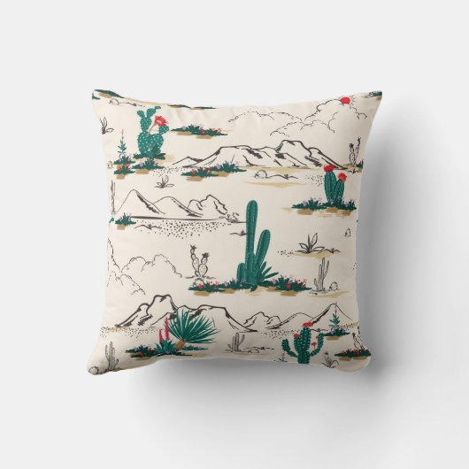 サボテン多肉類:ヴィンテージ砂漠フローラ。 クッション (裏面)