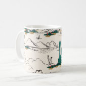 サボテン多肉類：ヴィンテージ砂漠フローラ。 コーヒーマグカップ (正面左)