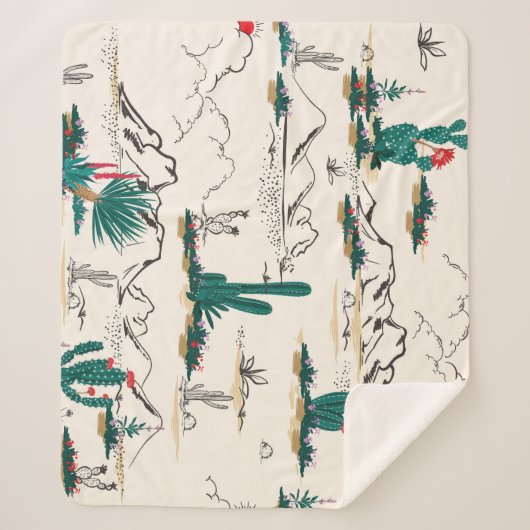 サボテン多肉類：ヴィンテージ砂漠フローラ。 シェルパブランケット (正面)