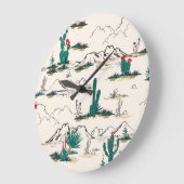 サボテン多肉類:ヴィンテージ砂漠フローラ。 ラージ壁時計 (傾斜)