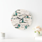 サボテン多肉類:ヴィンテージ砂漠フローラ。 ラージ壁時計 (ホーム)