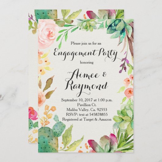 サボテン婚約招待状 招待状 (正面/裏面)