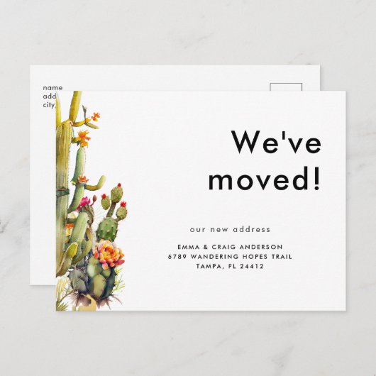 サボテン引っ越しました ポストカード (正面/裏面)