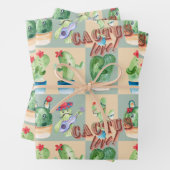 サボテン愛 – 水彩模様 ラッピングペーパーシート (インサイチュ)