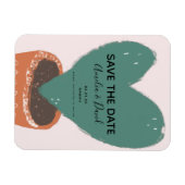 サボテン手描きハートホヤプラント日付の保存 マグネット (横)