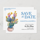 サボテン日付の結婚発表を保存 案内ポストカード (正面/裏面)