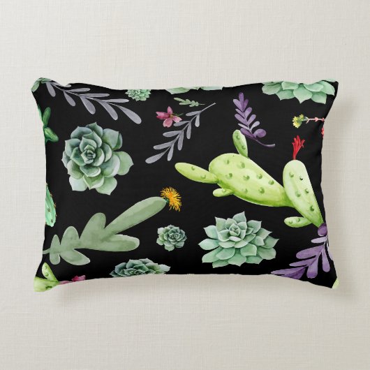 サボテン柄2 アクセントクッション (正面)