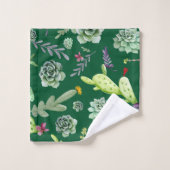 サボテン柄3 バスタオルセット (ウォッシュタオル)