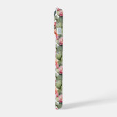 サボテン柄 ピンクの花 モノグラム iPhone 15ケース (左側面)