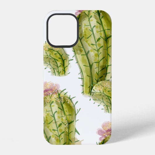 サボテン柄 水彩画 iPhoneケース (裏面)