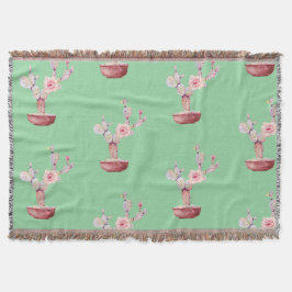 サボテン梨の水色グリーン スローブランケット