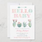 サボテン梨ピンクグリーン赤ちゃんシャワーカード 招待状 (正面)