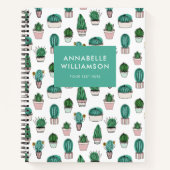 サボテン植物パターン ノートブック (正面)