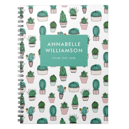 サボテン植物パターン ノートブック (正面)