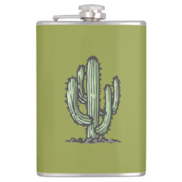 サボテン植物手描きイラストレーション フラスク