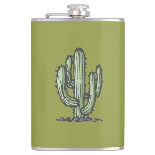 サボテン植物手描きイラストレーション フラスク (正面)