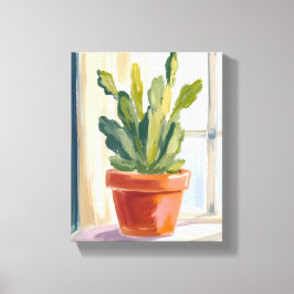 サボテン植物 | グリーンボタニカル水彩画 キャンバスプリント