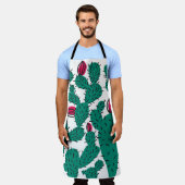 サボテン植物、ヴィンテージグリーンシームレスパターン。 エプロン (着用した状態)