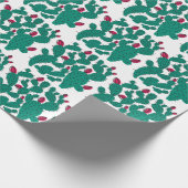 サボテン植物、ヴィンテージグリーンシームレスパターン。 ラッピングペーパー (角)