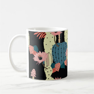 サボテン植物：ヴィンテージ植物模様 コーヒーマグカップ