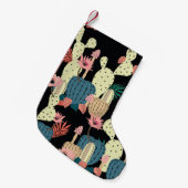 サボテン植物:ヴィンテージ植物模様 スモールクリスマスストッキング (正面 (吊り時))