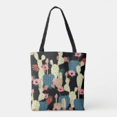 サボテン植物:ヴィンテージ植物模様 トートバッグ (裏面)