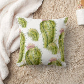 サボテン模様の水彩 クッション (ブランケット)