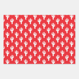 サボテン模様の砂漠南西部の原色おもしろい ラッピングペーパーシート