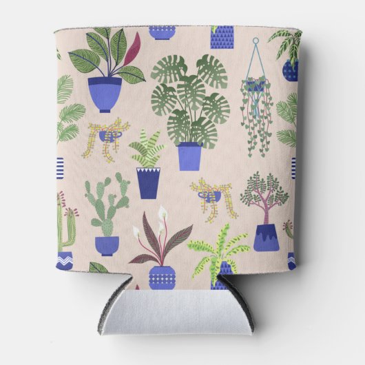 サボテン模様ほこりっぽいピンク 缶クーラー (正面)