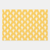 サボテン模様イエローオレンジブルーデザートサウスウェスト ラッピングペーパーシート (正面)