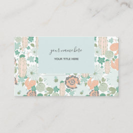 サボテン模様コーラルミントグリーン 名刺