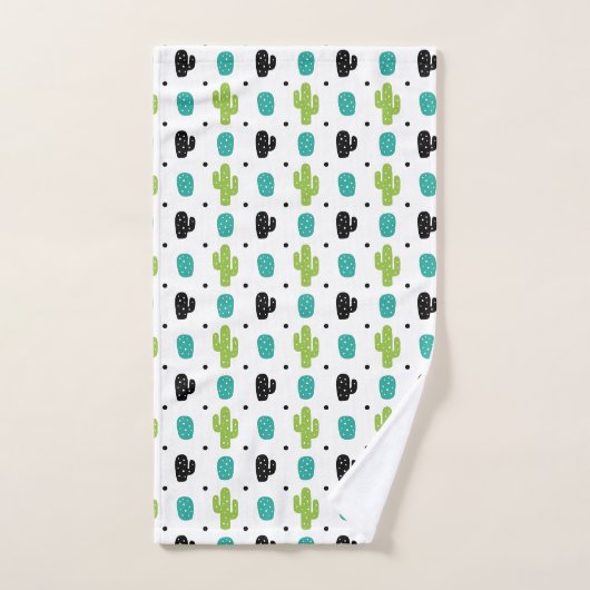 サボテン模様デザイン バスタオルセット (ハンドタオル)