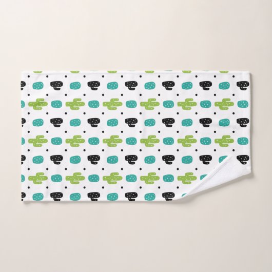 サボテン模様デザイン バスタオルセット (ハンドタオル)