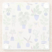 サボテン模様ピンク ガラスコースター (裏面)