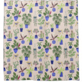 サボテン模様ピンク シャワーカーテン (正面)