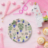 サボテン模様ピンク ペーパープレート (パーティー)